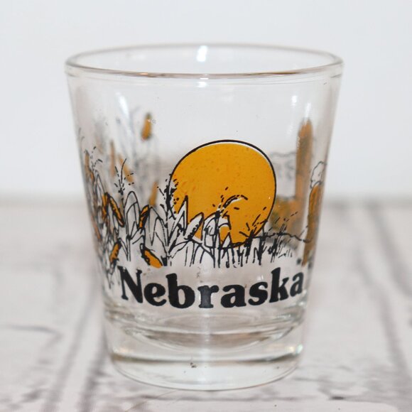 🥃 Vintage Nebraska Shot Glass · Orange Accent - Picture 1 of 5
